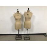 Two second half 20th century mannequins from Kennett & Lindsell Ltd, marked for sizes 12 and 14,