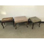 A group of three Victorian and later footstools, with upholstered uppers (3)