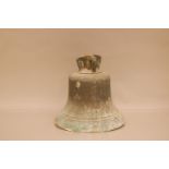 A 19th century bronze bell, 28cm high, with cast iron clapper