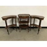 A pair of 20th century French reproduction Louis XV style side tables, 61cm wide, together with a