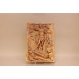 An 18th century carved oak panel, 37cm H by 26cm W, depicting Christ, formally a door of a