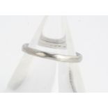 A platinum wedding band, plain form, ring size J, 2.7g