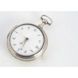 A late Georgian Victorian silver pair cased pocket watch by Robert Bullock of Halesworth, 55mm case,
