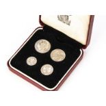 An early Elizabeth II Maundy Money four coin set, in Royal Mint fitted box, dated 1954, EF