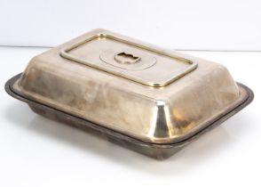 A mid 20th century Japanese white metal covered serving dish by K. Uyeda, unfortunately lacks