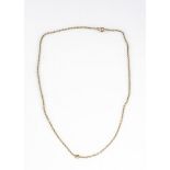 A 9ct gold rectangular linked necklace, with snap clasp, 24 cm together, 7.5g