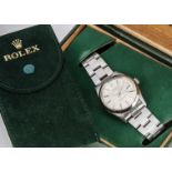 A 1980s Rolex Date Oyster Perpetual stainless steel gentleman's wristwatch, 34mm, ref. 15000, with