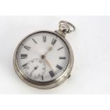 A late Georgian Victorian silver pair cased pocket watch by John Smith of Congleton, 58mm case,