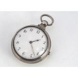 A late Georgian Victorian silver pair cased pocket watch by John Smith of Congleton, 54mm case,