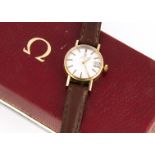 A 1970s Omega Automatic 9ct gold cased lady's wristwatch, 21mm case, with gilt dial having date