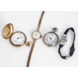 Four vintage watches, including a 9ct gold Garrard lady's wristwatch, 15.4g, an Elgin small full