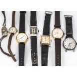 A small group of vintage and modern watches, including an Art Deco 9ct gold cased example, and six