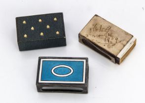 An Edwardian 9ct gold matchbox holder, AF, 9.9g, damaged and with engraving, together with a