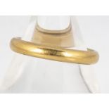 A 22ct gold D shaped wedding band, ring size Q, 3.2 mm wide, 5.7g