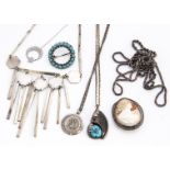 A collection of silver jewellery, and other costume, including a fringe necklace, a St Christopher