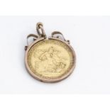 A George III full sovereign, dated 1820, with a 9ct gold bracket, 9.7g