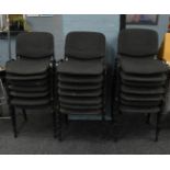 Twenty one black and grey upholstered stacking chairs, with metal supports, 54cm max wide (21)