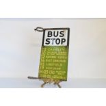 An early to mid 20th century London Bus Stop enamel sign, double sided, stops including Crawley,