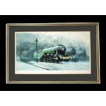 David Shepherd and Terence Cuneo Steam Train Signed Prints, two framed and glazed examples, Stabling