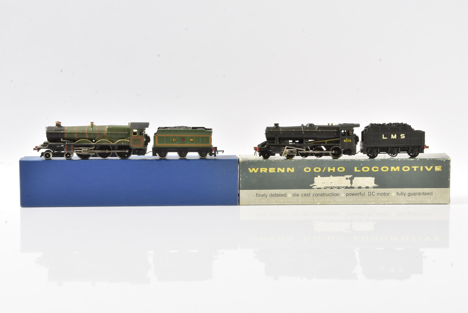 Pair of Wrenn OO Gauge Steam Locomotives, early LMS black Class 8F 2-8-0 8073, in original box