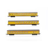 A Rivarossi Wood and Card 3-car American Union Pacific Coaches Proving Set, all in UP yellow with