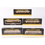 Graham Farish by Bachmann N Gauge Pullman Coaches, a boxed rake of five, comprising 374-230C Car