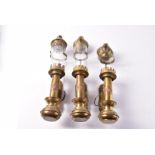 GWR' Carriage Lamps, three brass carriage lamps (electrified) one minus glass cylinder, F-G, (3)