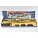 Hornby-Dublo OO Gauge pre-war LMS Clockwork Goods Train Set with additional track, comprising LMS