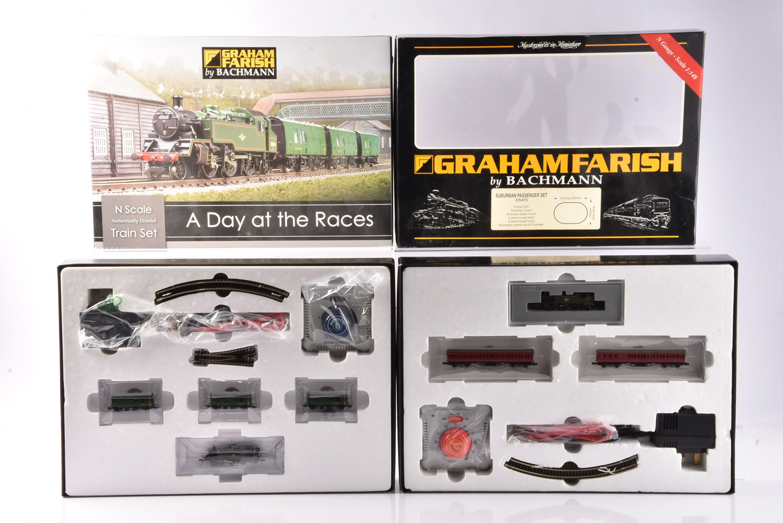 Graham Farish by Bachmann N Gauge Steam Train Sets A Day At The Races and Suburban Passenger Set,,