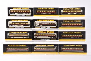 Graham Farish by Bachmann N Gauge BR Crimson and Cream Coaching Stock, a boxed group of Mk1