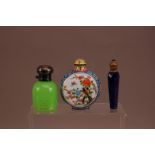 An early 20th century enamel Chinese scent bottle, 11cm high with a character mark to the base,