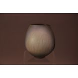 A 20th century studio pottery reduced porcelain vase by David White, flattened ovoid shape, crackled
