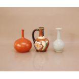 Three items of ceramics, including a Song Dynasty style porcelain bottle vase, 20cm, a Japanese