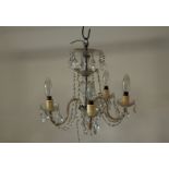 A Mid 20th century five branched chandelier, approximately 46cm in height, one arm AF, with