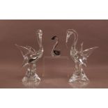 A pair of large Murano glass birds by Zanetti, 38cm high, on triangular bases, together with a