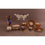 A collection of continental ceramics, including a pierced late 20th century Limoges porcelain
