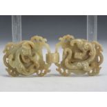 A simulated early 20th century Chinese buried Jade belt buckle, with salamander decoration, 12cm