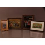 A group of framed Indian pictures, of differing sizes and images (4)