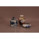 Three late 19th/early 20th century Chinese ceramic items, comprising a famille verte style ginger