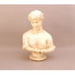 An Art Nouveau plaster bust of a lady, based on Clytie, 57cm high, AF