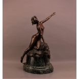 Louis Chalon (French, 1866-1940), Le Mer' a Patinated cast bronze, on a marble base, 74cm high,