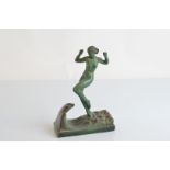 An Art Deco bronzed figure titled 'La Vague', by Raymond Guerbe circa 1925, patinated figure of