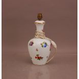 A 20th century hand painted porcelain Herend lamp, with fruit decoration, 33cm high