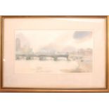 Leslie Worth (British, 1923-2009), Blackfriars Bridge', watercolour, signed lower right, framed