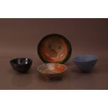 Four contemporary studio pottery bowls, comprising a Porcelain bowl by Jane Melrose 14cm diameter, a