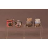 Four 19th century pratware items, comprising a mug with painted birds (heavily crazed) 7.5cm high,