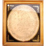 A Georgian Embraided map of England Wales, in an oval mount and gilt wooden frame, frame size 69cm x