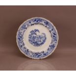 A 19th century blue and white transferware plate, c. 1830's, by Davenport, Mare and Foal Series 32.