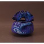 A contemporary studio pottery jar and lid by Howard Ashley, blue and purple decoration, the lid with