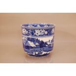 A large early 20th century blue and white Wedgwood cache pot, fallow dear pattern, marked to the